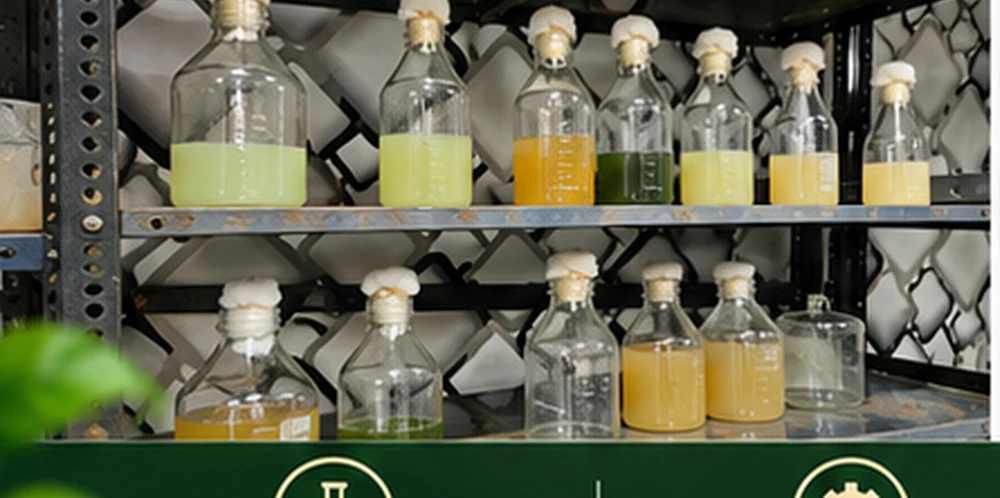 Microbial Culture Flasks on Shelf